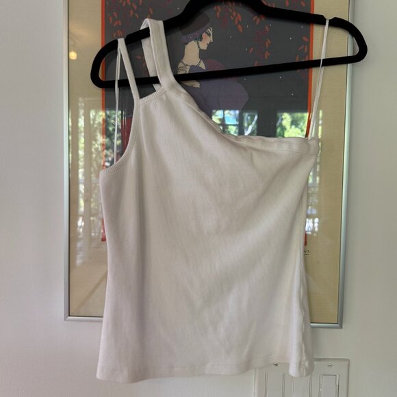 Anthropologie Off-White Asymmetrical Tank Top - Picture 1 of 5